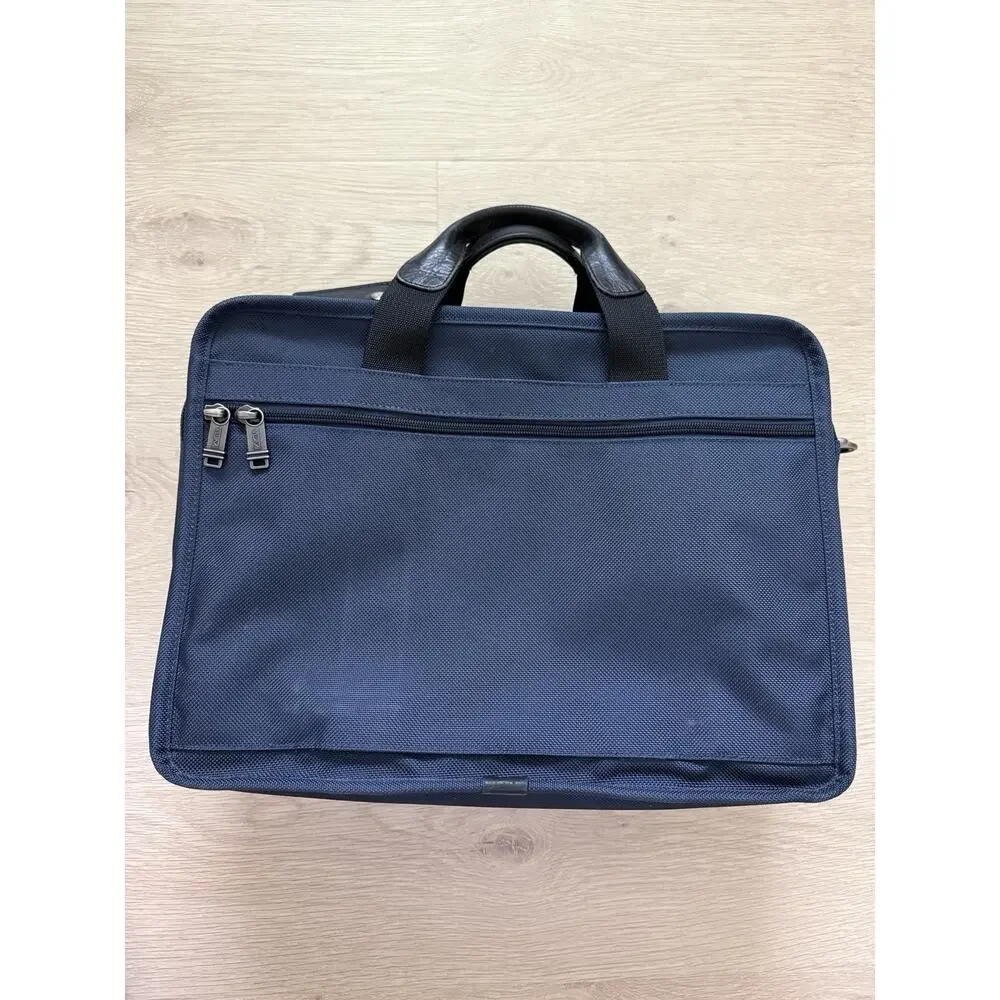 Tumi Alpha 26141 Gen 4 Expandable Organizer Briefcase Navy Blue Nylon w/ Strap